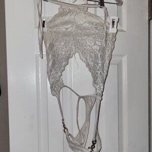 White lace body suit